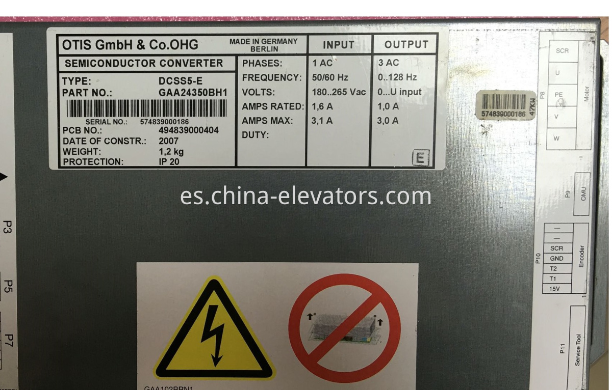 Convertidor semiconductor de puerta de ascensor OTIS DCSS5-E GAA24350BH1 OTIS Elevator Door Semiconductor Converter DCSS5-E GAA24350BH1